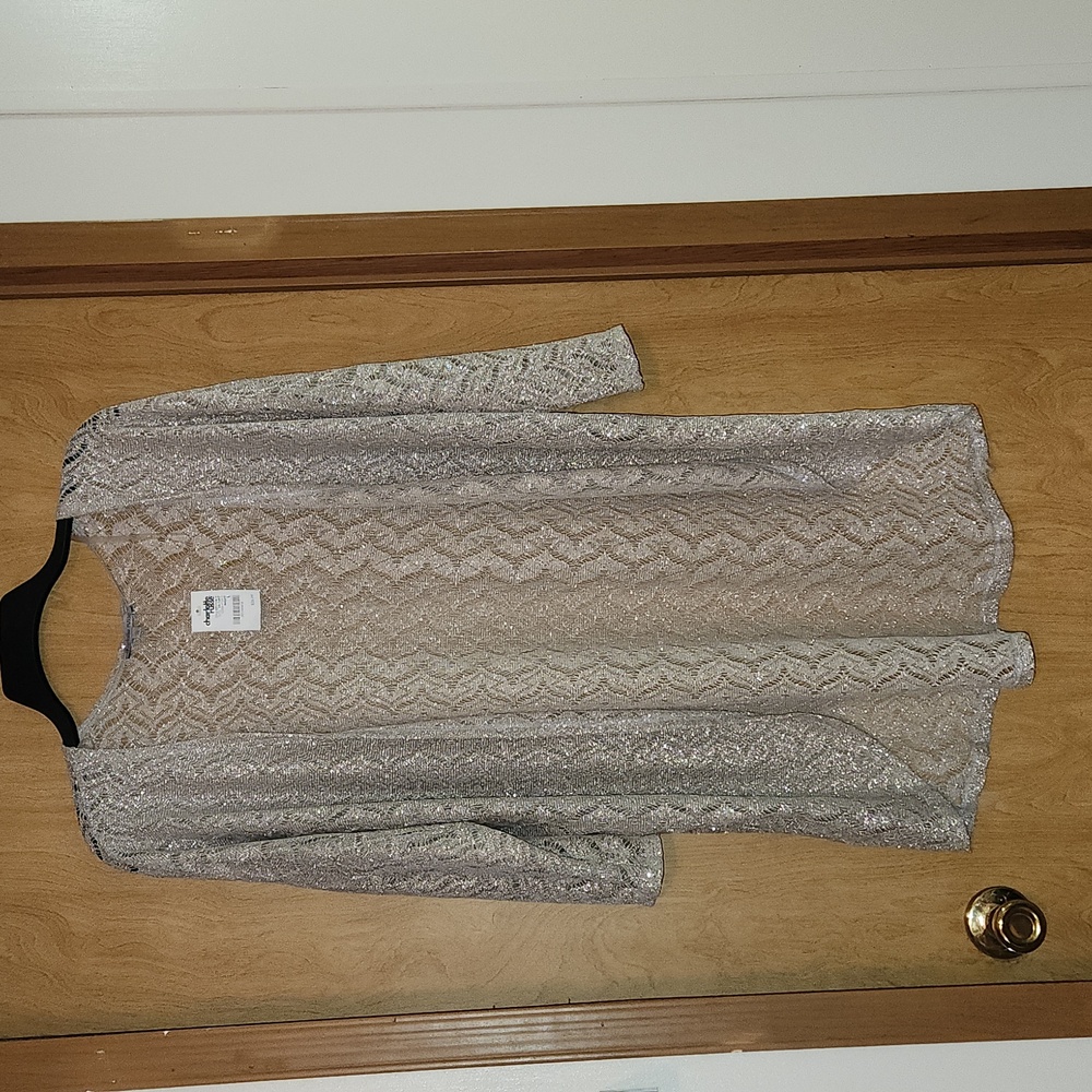 Charlotte Russe silver metallic cardigan nwt